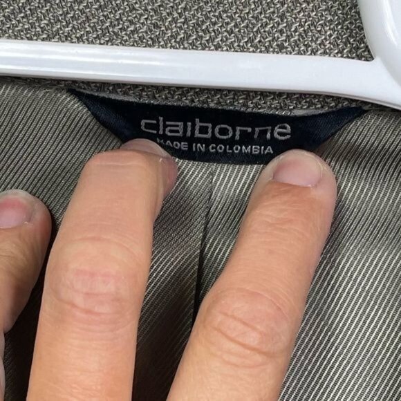 Claiborne Mens Wool Silk Sport Coat Blazer Tan Brown Weave Single Breast Sz 44R - Picture 4 of 8